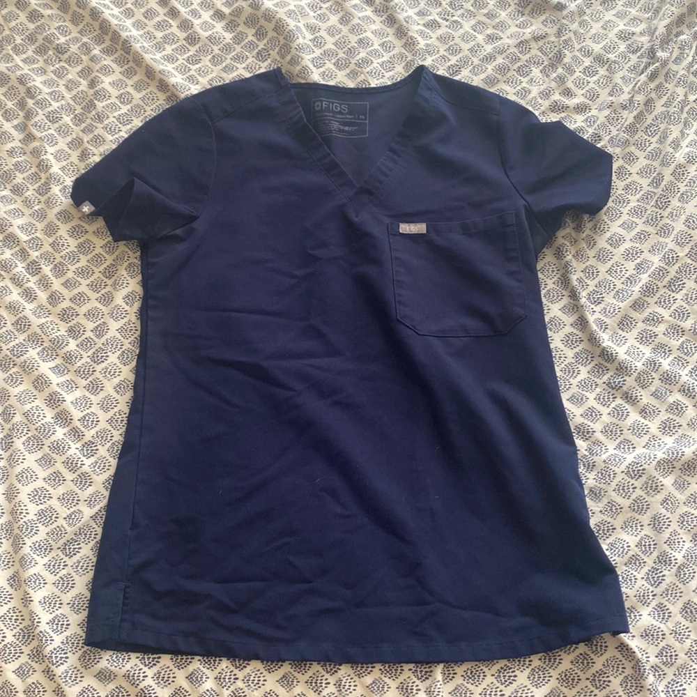 figs navy xs one pocket scrub top